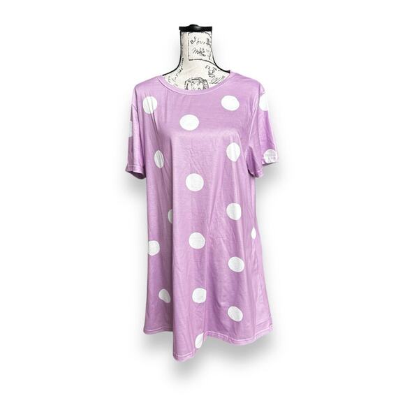 Purple White Polka Dot Short Sleeve Swing Dress Plus Envy Inside Out 2 Sz 2XL - Picture 1 of 3